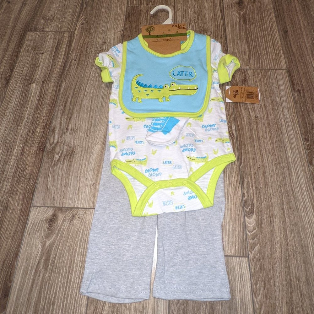 NWT Baby Boy (9-12M) - CHICK PEA 4pcs Alligator Pant Set